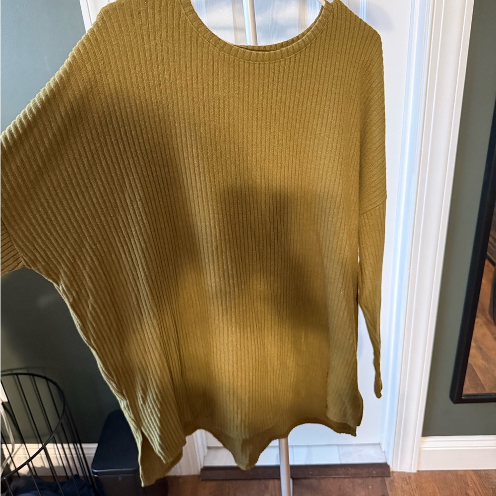 Time and Tru Olive Ribbed Women's Sweater